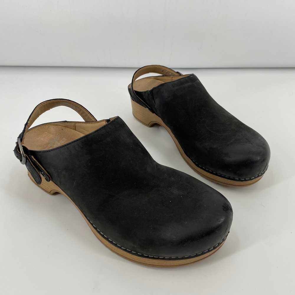 Dansko Clog Mules Womens 40 Black Leather Slingback Buckle Comfort Shoes - Picture 10 of 10